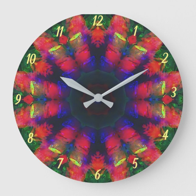 Colorful Psychedelic Retro Boho Wall Clock (Front)