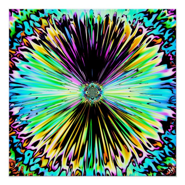 Colorful psychedelic sketch of a flower 3 poster (Front)