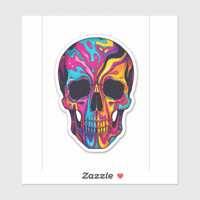  Colorful Psychedelic Skull Vinyl Sticker (Sheet)