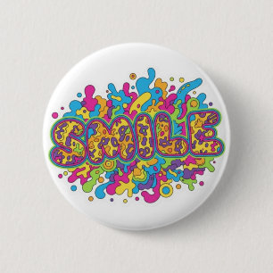 Colorful Psychedelic SMILE Typography Art Button