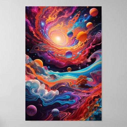 colorful psychedelic space poster ai generated art