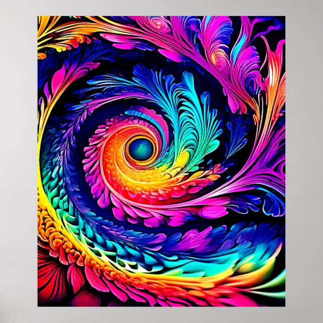 Colorful Psychedelic Spiral Art Poster (Front)