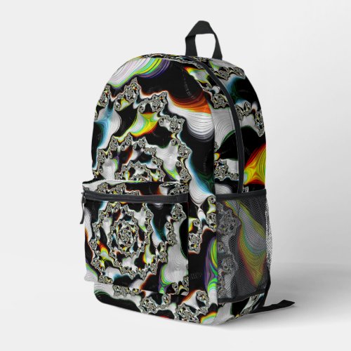 Colorful Psychedelic Spiral Fractal Printed Backpack
