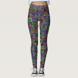 Colorful &amp; Psychedelic Squares on Black Leggings