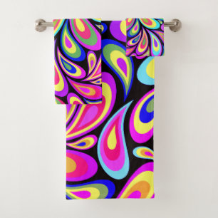 Colorful Psychedelic Swirl Bath Towel Set