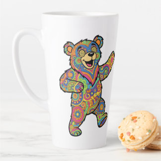 Colorful Psychedelic Teddy Bear Art Latte Mug