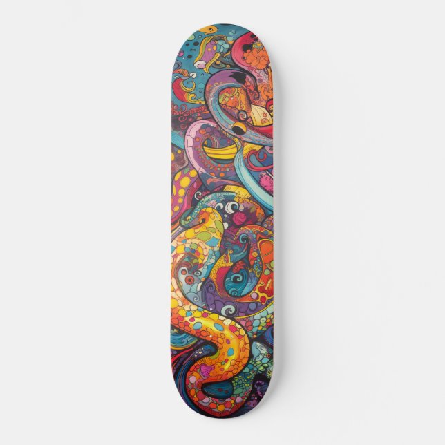 Colorful psychedelic tentacles skateboard (Front)