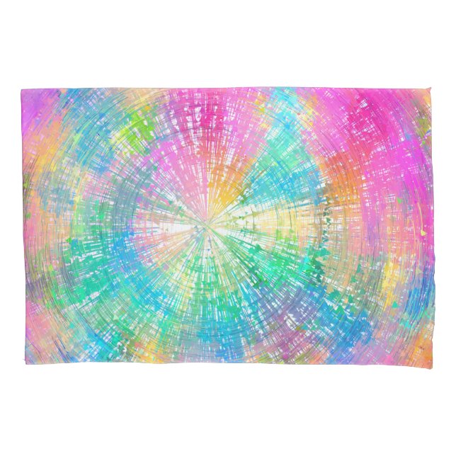 Colorful Psychedelic Tie Dye Burst Teal Pink Pillow Case (Front)