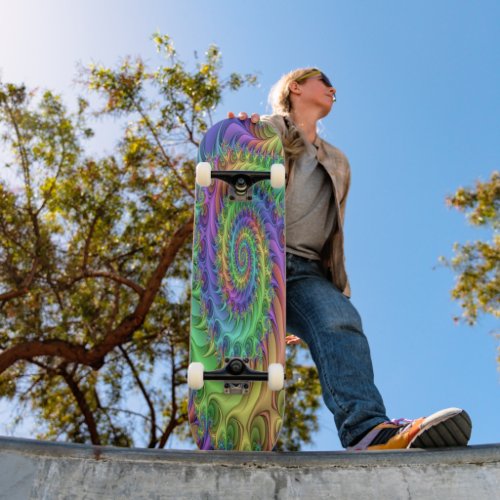 Colorful Psychedelic Trippy Spirals Pattern Art Skateboard