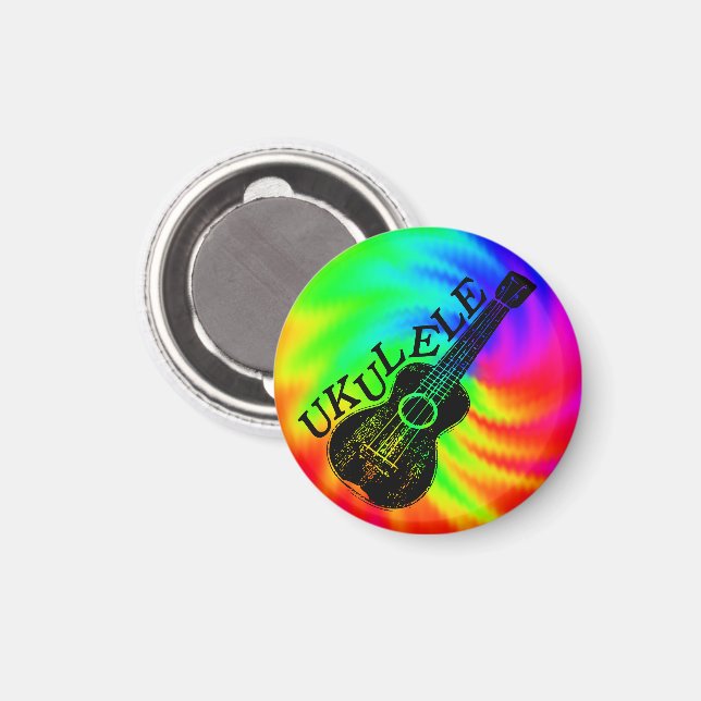 Colorful Psychedelic Ukulele Image Magnet (Front/Back)
