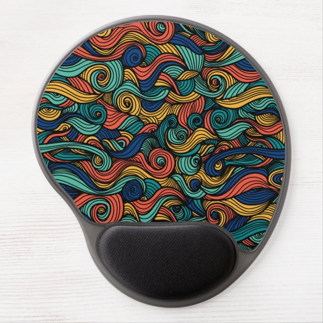 Colorful Psychedelic Wave Pattern Gel Mouse Pad (Front)