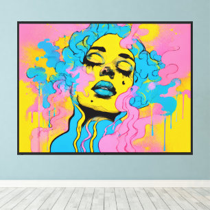 Colorful Psychedelic Woman Portrait Pop Art Canvas Print