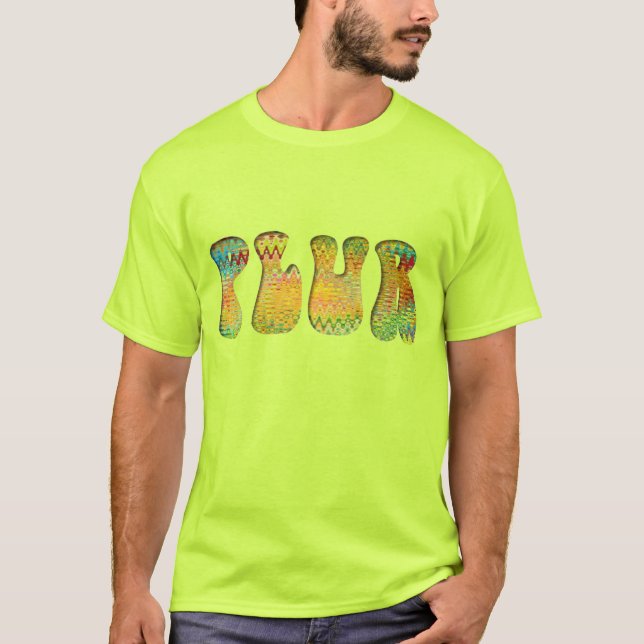 Colorful Psychedelic Yellow Puffy PLUR T-Shirt (Front)
