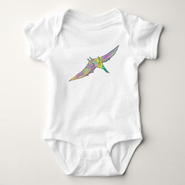 Colorful Pterodactyl Cute Baby Dinosaur Art Bodysuit (Front)