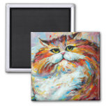 Colorful Pudgy Cat in the style of Leonid Afremov. Magnet