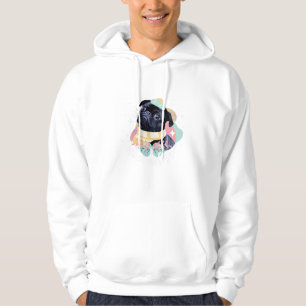 Colorful Pug Dog Cute Artistic Illustration Art Hoodie