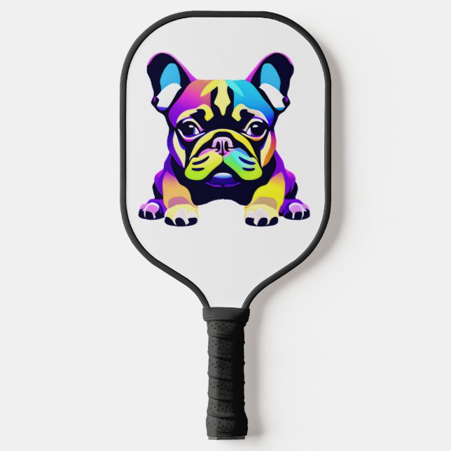 Colorful Pug Dog Puppy Pickleball Paddle (Front)