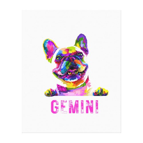 Colorful Pug Life of GEMINI Canvas Print