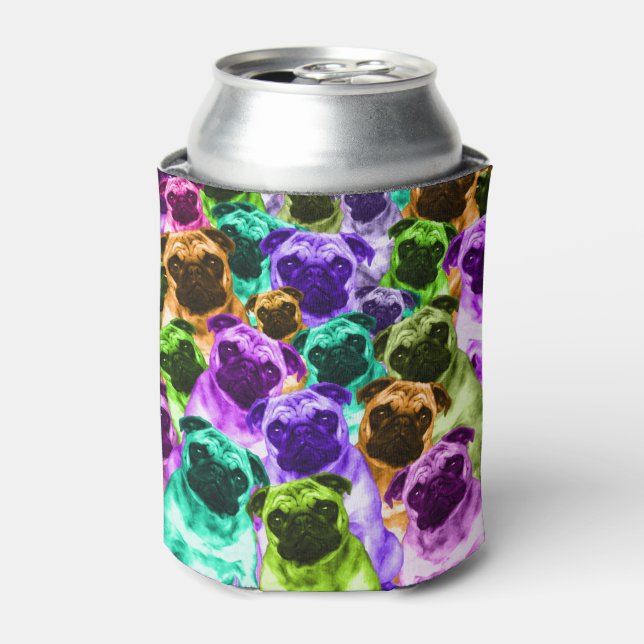 Colorful  Pug Pattern Can Cooler (Can Front)