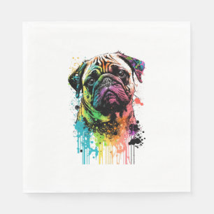 Colorful Pug Pop Art Dad Mom Dog Lover Napkins