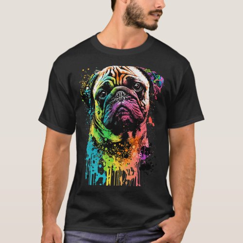 Colorful Pug Pop Art Dad Mom Dog Lover T_Shirt