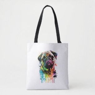 Colorful Pug Pop Art Dad Mom Dog Lover Tote Bag