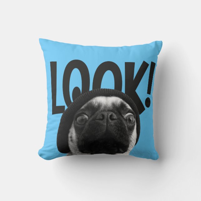 Colorful Pug Throw Pillow (Front)