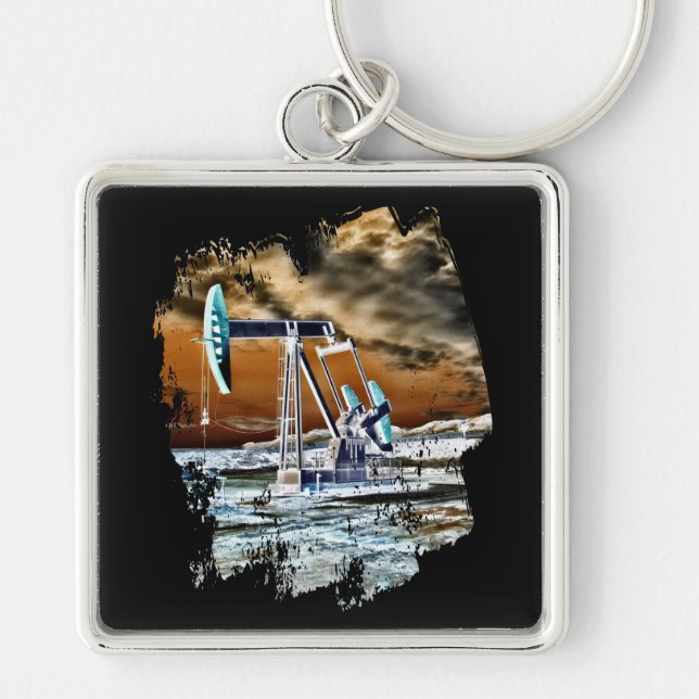 Colorful Pumping Unit Design Keychain (Front)