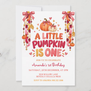 Colorful Pumpkin 1st Birthday Party Invitation