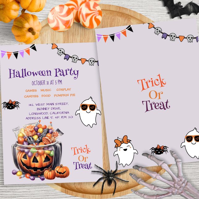 Colorful Pumpkin Candy Kids Halloween Treats Party Invitation (Creator Uploaded)
