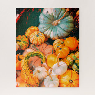 Colorful Pumpkin Decorative Display Thanksgiving Jigsaw Puzzle