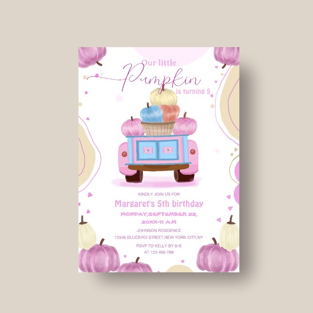 colorful pumpkin elegant kid's birthday Invitation (Creator Uploaded)