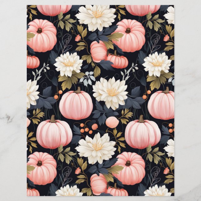colorful pumpkin fall pattern scrapbook paper (Front)