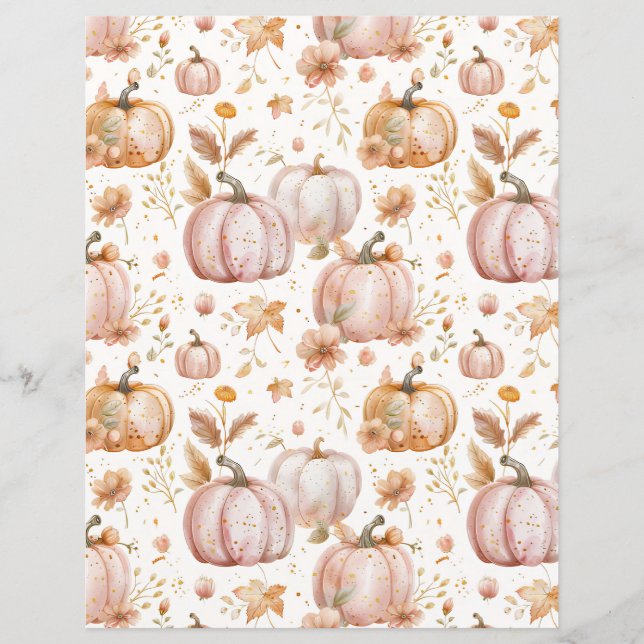 colorful pumpkin fall pattern scrapbook paper (Front)
