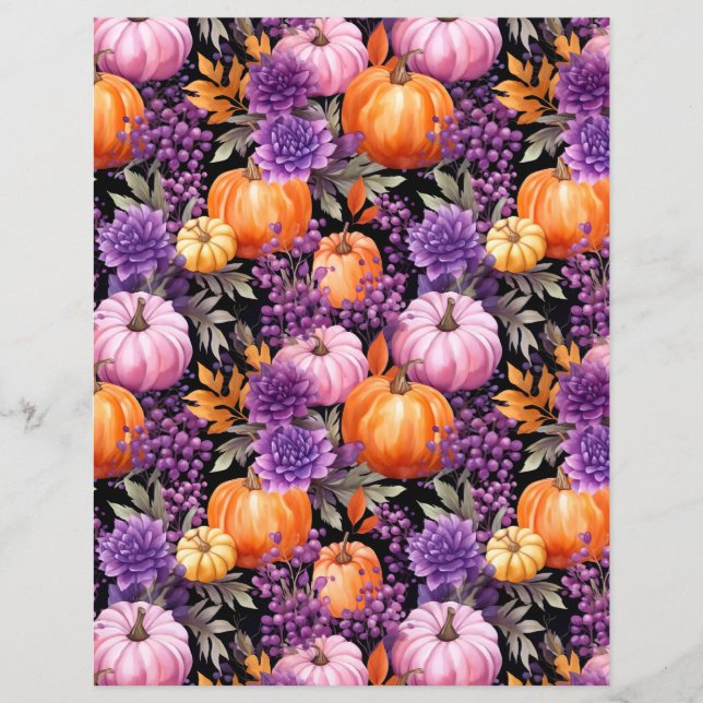 colorful pumpkin fall pattern scrapbook paper (Front)