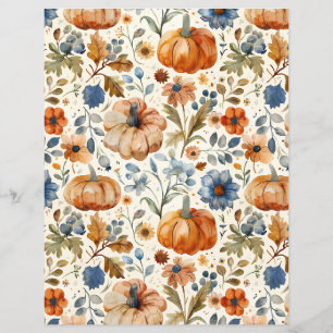 colorful pumpkin fall pattern scrapbook paper