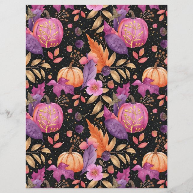 colorful pumpkin fall pattern scrapbook paper (Front)