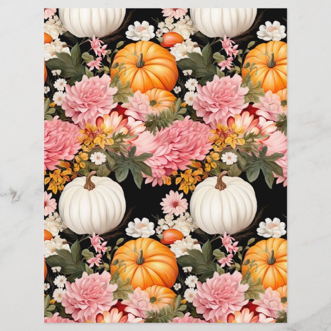 colorful pumpkin fall pattern scrapbook paper (Front)