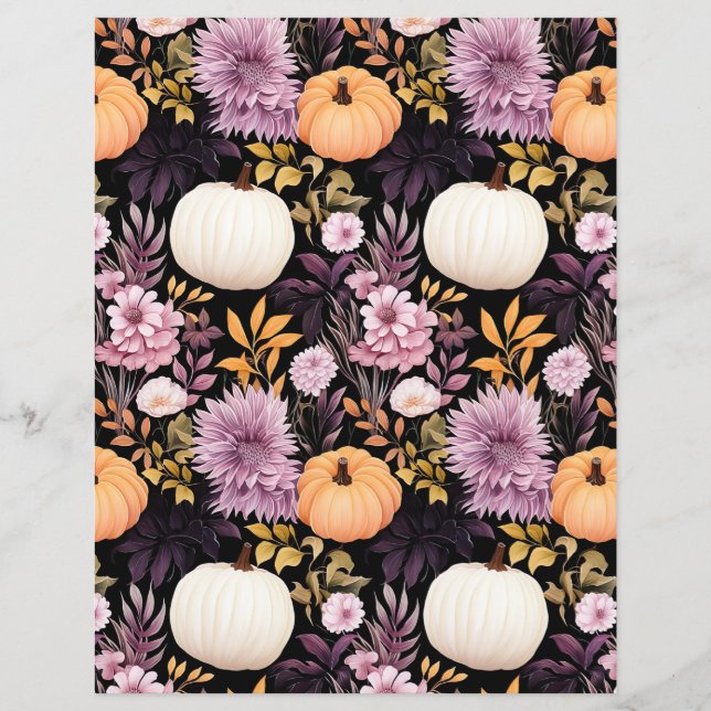 colorful pumpkin fall pattern scrapbook paper (Front)