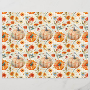 colorful pumpkin fall pattern scrapbook paper