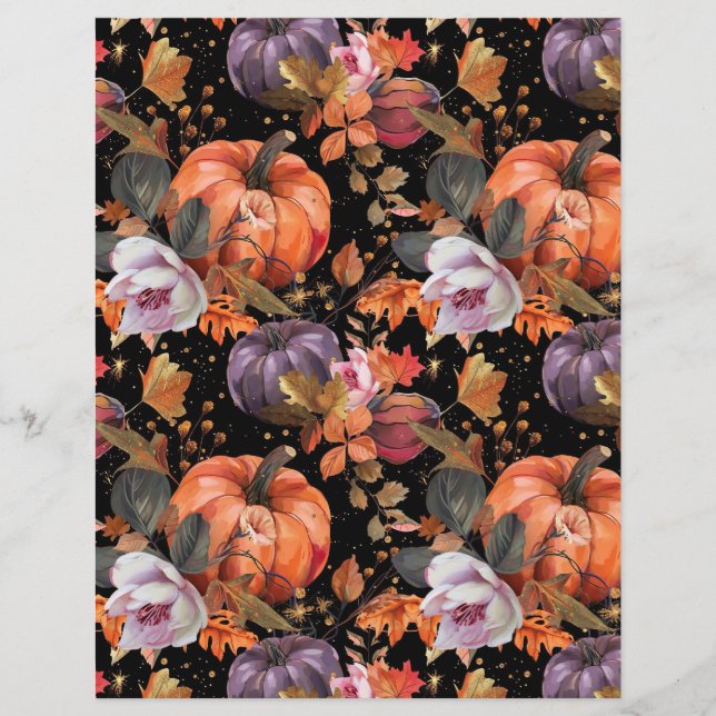 colorful pumpkin fall pattern scrapbook paper (Front)