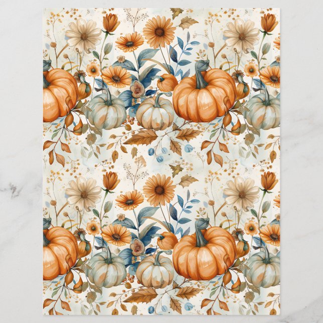 colorful pumpkin fall pattern scrapbook paper (Front)
