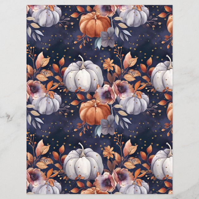 colorful pumpkin fall pattern scrapbook paper (Front)