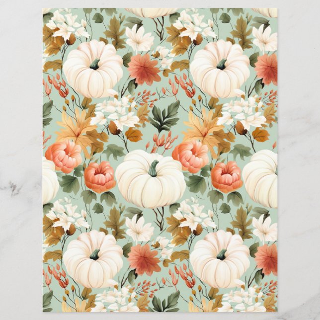 colorful pumpkin fall pattern scrapbook paper (Front)