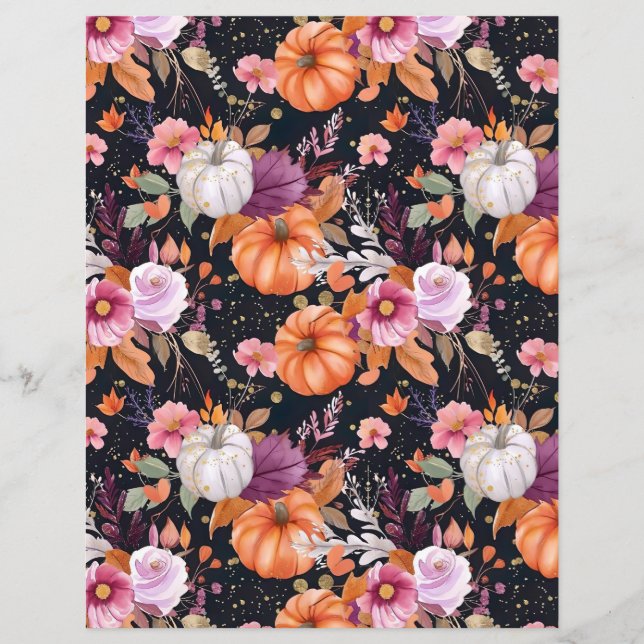 colorful pumpkin fall pattern scrapbook paper (Front)