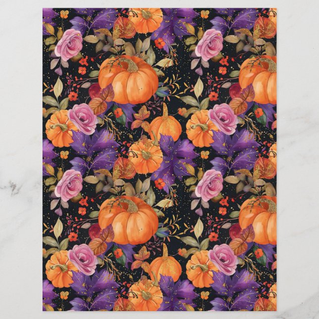 colorful pumpkin fall pattern scrapbook paper (Front)