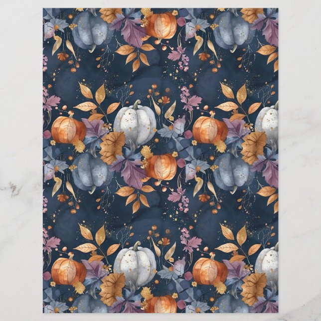 colorful pumpkin fall pattern scrapbook paper (Front)