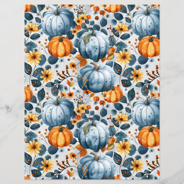 colorful pumpkin fall pattern scrapbook paper (Front)