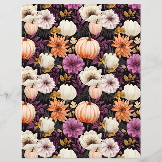 colorful pumpkin fall pattern scrapbook paper (Front)