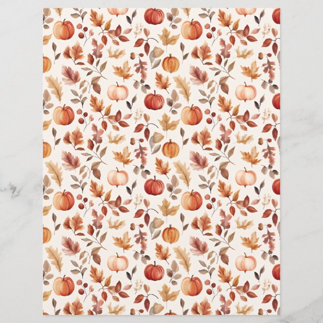 colorful pumpkin fall pattern scrapbook paper (Front)
